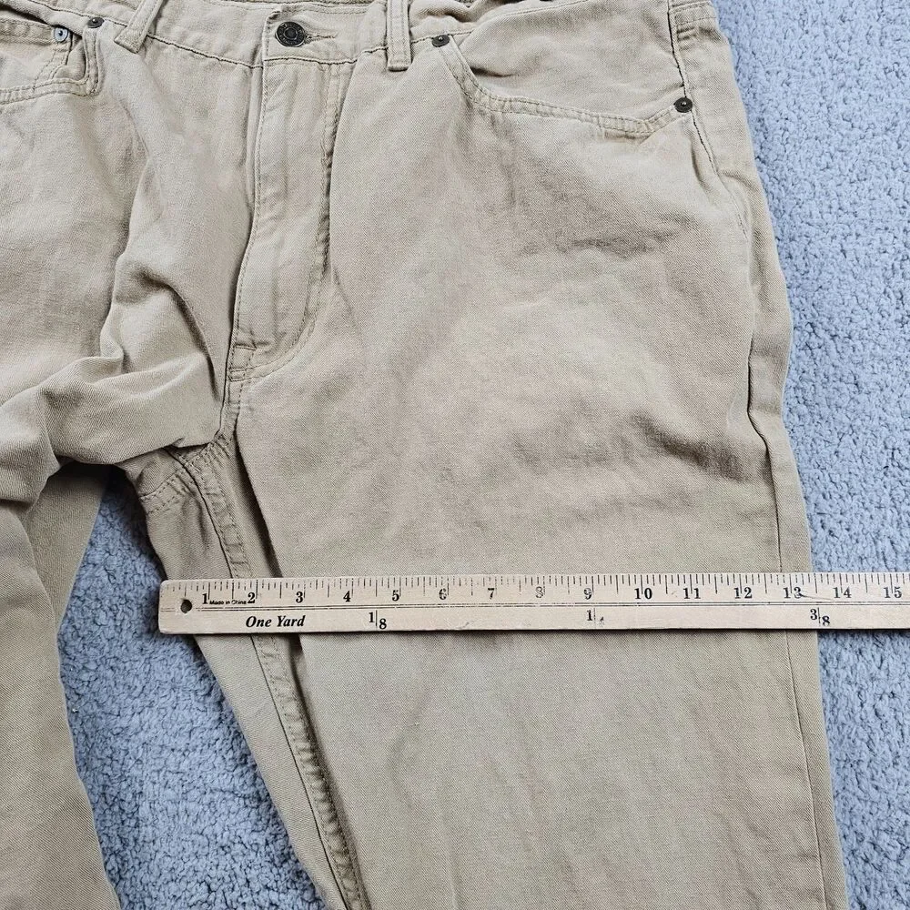Polo Ralph Lauren Jeans Mens 38x27 Beige Linen Cotton Straight Casual Preppy